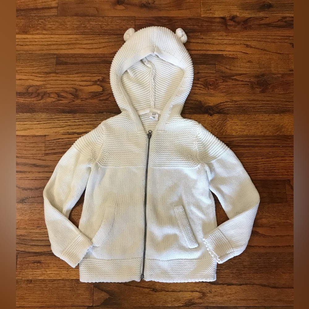 Baby Gap LS Zipper Knit Hooded Sweater 
Size 4 / 5 XS Extra Small
100% Cotton